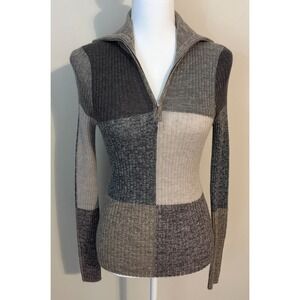 Autumn Cashmere 100% Purse Cashmere Colorblock Quarter Zip Sweater NWT Women's S